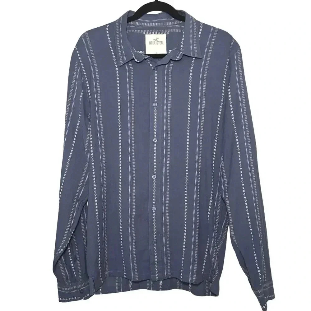 NWOT Hollister Men’s Long Sleeve Button Down Shirt Blue Size XL